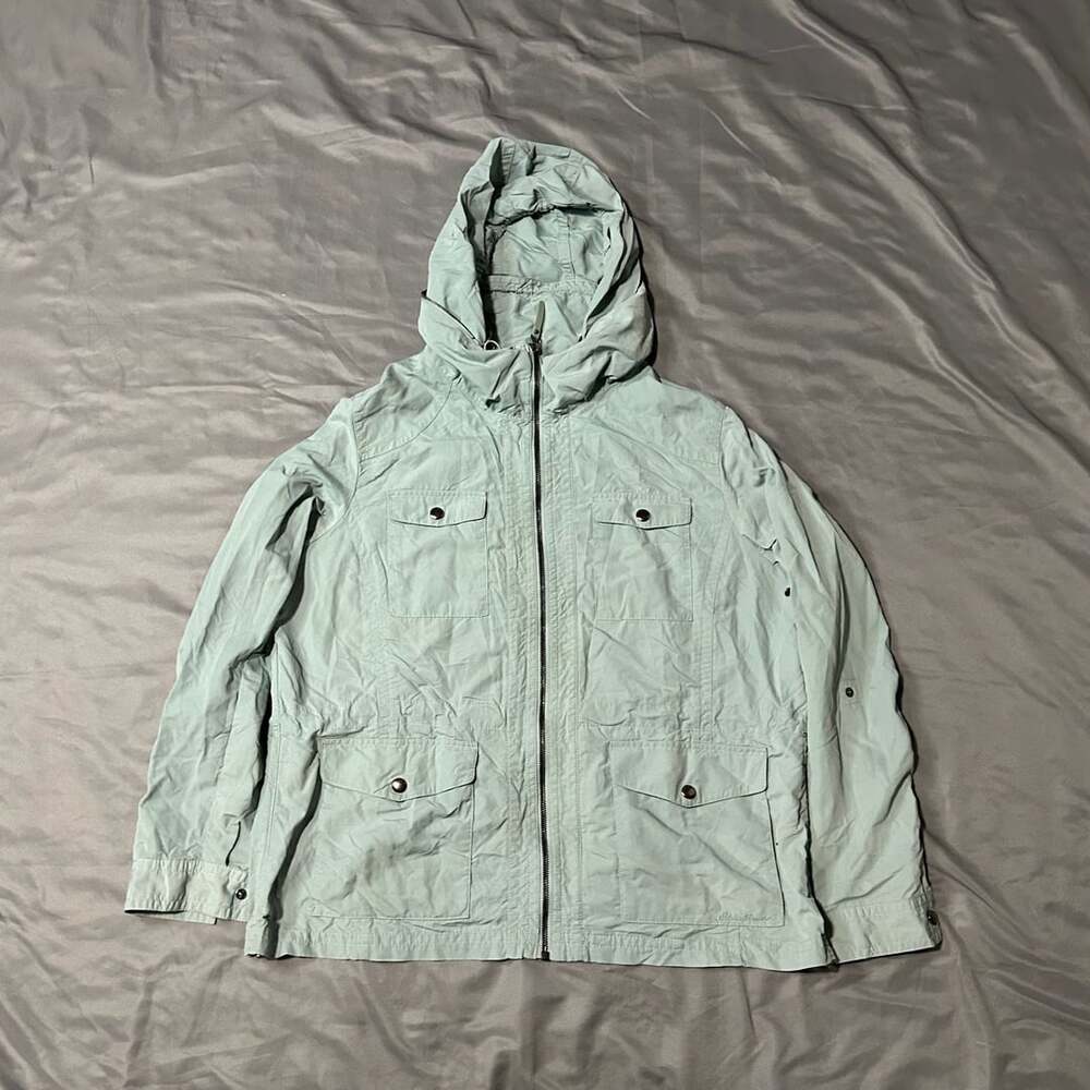 Eddie Bauer Travex Jacket Size XL Green Hooded Utility Full Zip